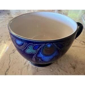 Vintage Denby England Stoneware Cup Blue Floral Pedestal Tea Mug Cobalt Blue‎